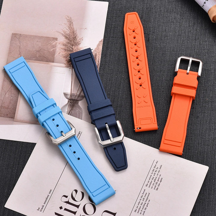 Premium Grade Fluororubber FKM 20mm 21mm 22mm Watch Strap Diving Waterproof Quick Release Watchbands