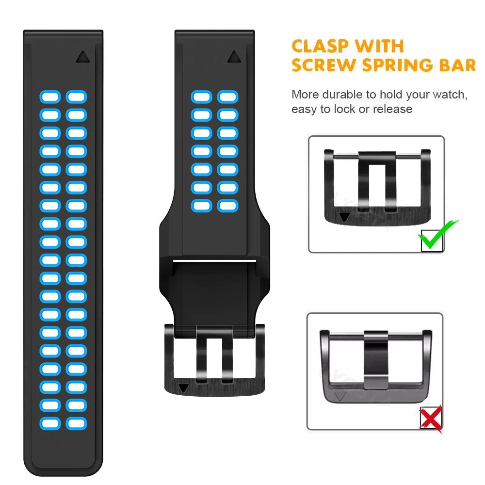 Quick-Release Silicone Strap for Garmin Fenix & Forerunner (22-26mm)