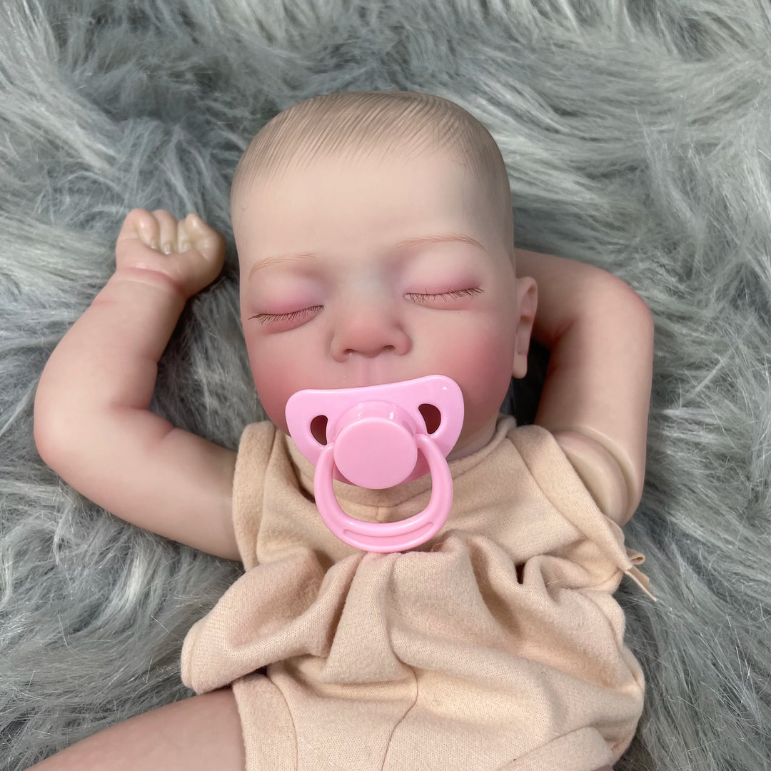 19″ Kai Painted Vinyl Reborn Baby Doll – Sleeping with Visible Veins & Cloth Body