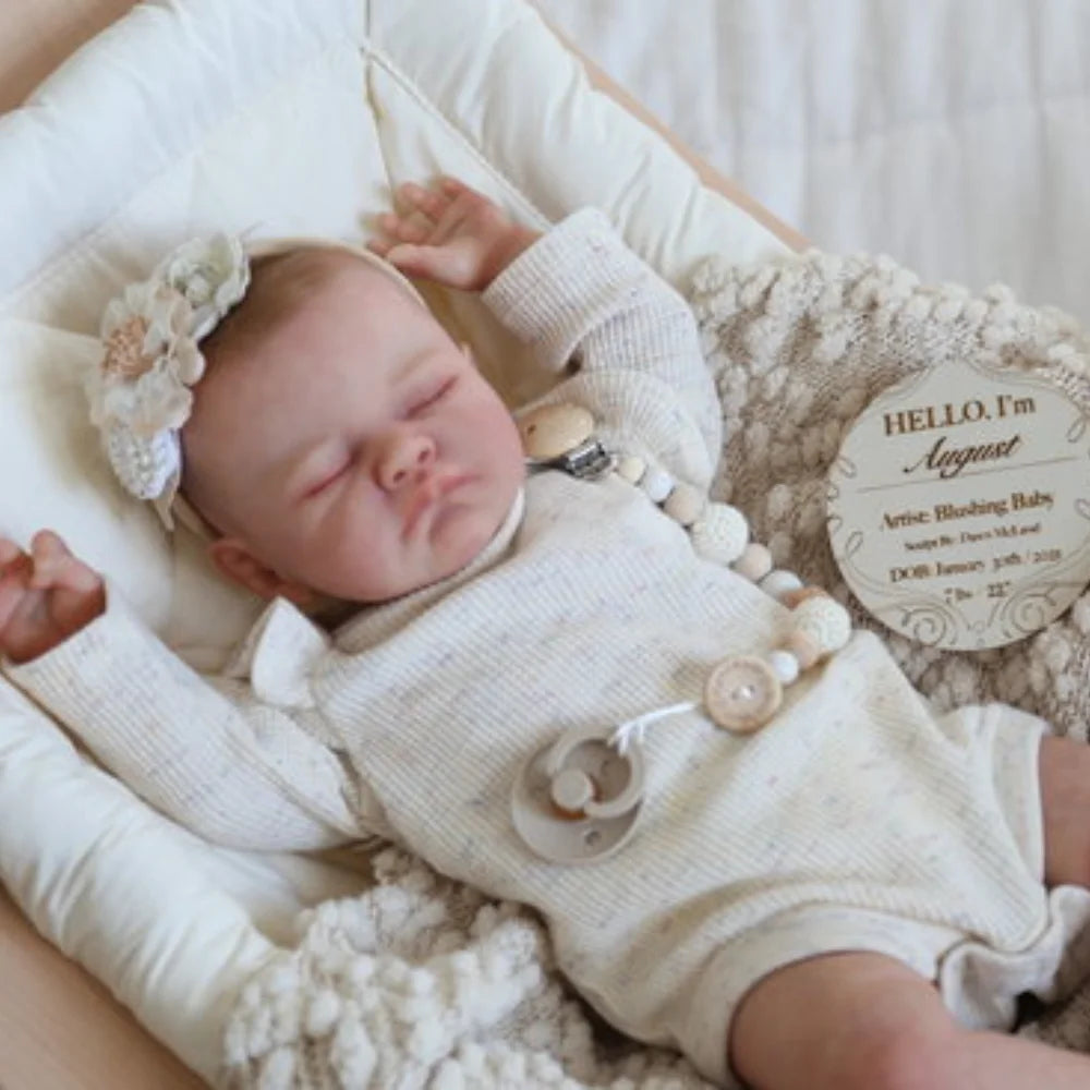 19″ Painted Vinyl Reborn Doll Kit “August” – Sleeping with Rooted Hair & 3D Skin