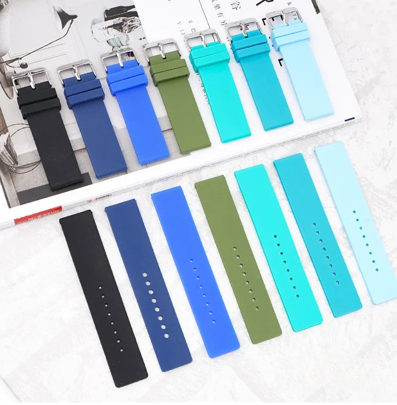 Silicone Watch Strap – 12–24mm, Soft Rubber for Seiko & Huawei GT Series