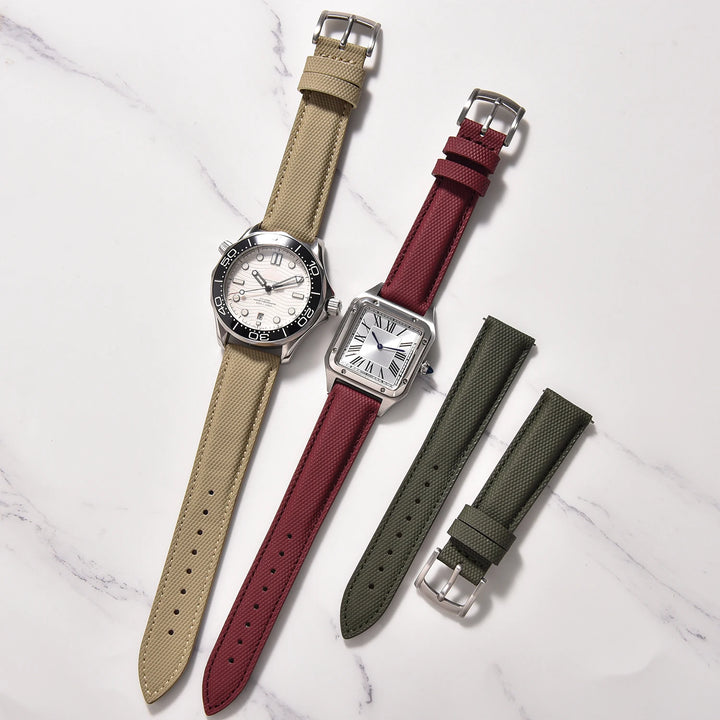 Sailcloth Nylon Watch Strap 18 19 20 22mm Qucik Release Leather Watch Band Universal Sports Bracelet for Cartier Omega Belt Band