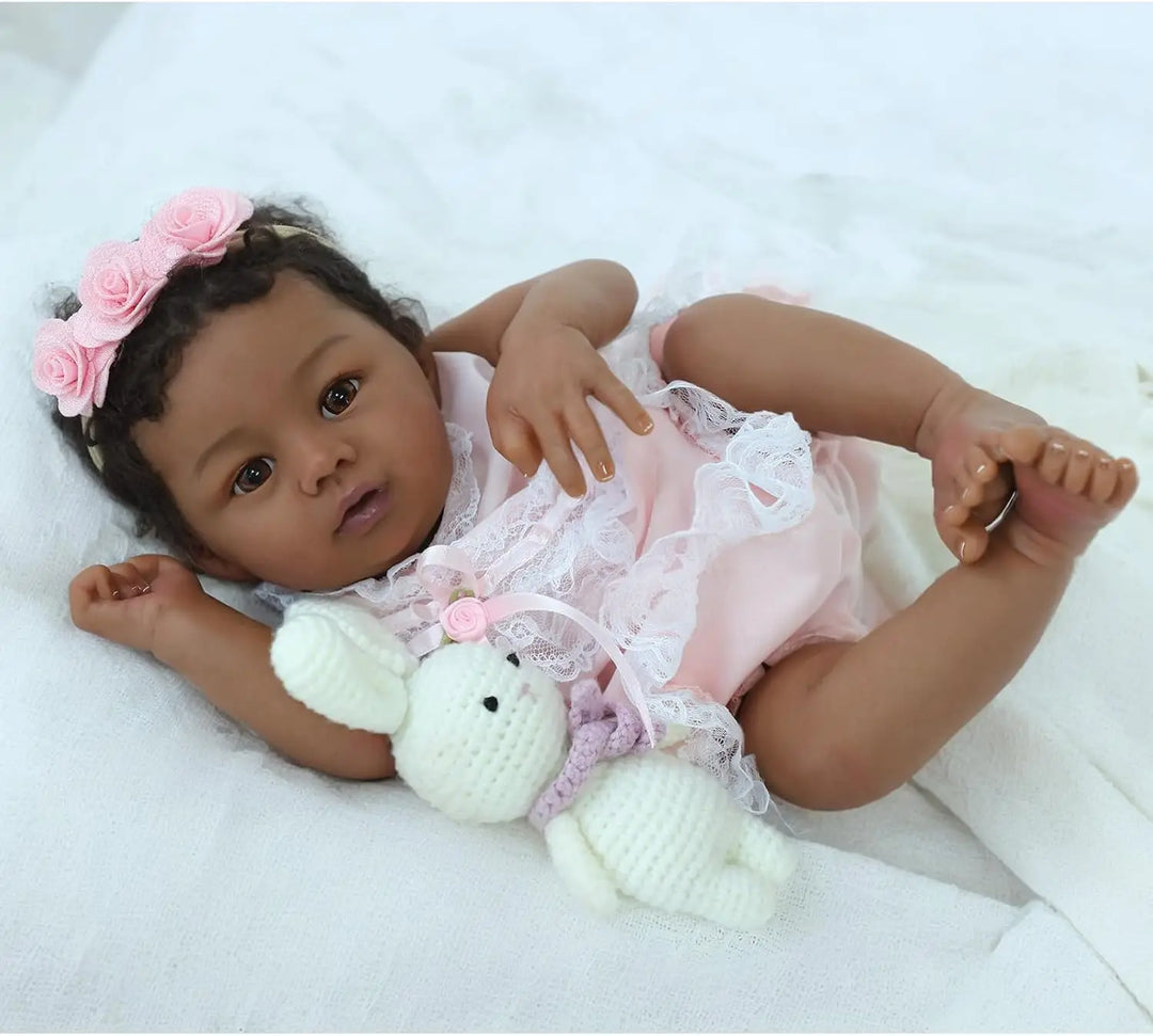 18″ Abigail Lifelike Reborn Doll – Dark Skin Tone, Soft Touch with Veins