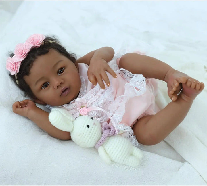 18″ Abigail Lifelike Reborn Doll – Dark Skin Tone, Soft Touch with Veins