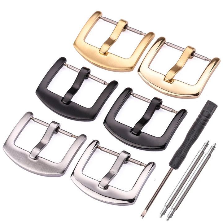 Metal Watch Band Buckle 16-24mm Silver, Black, Gold Stainless Steel