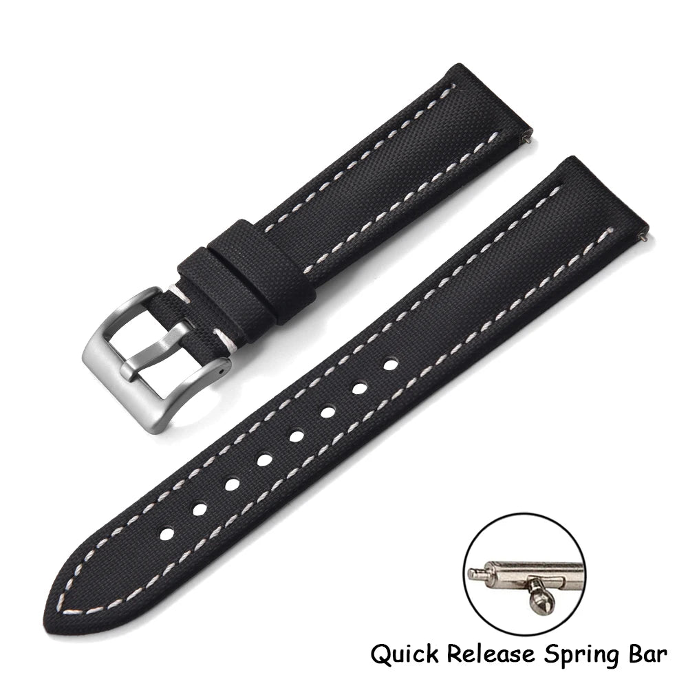 Universal Sailcloth Watch Band 18mm 20mm22mm Sailcloth Leather Strap Qucik Release Bracelet Accessories for Omega for Seiko Belt