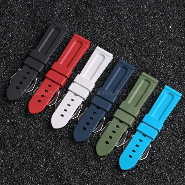 FKM Fluororubber Strap Watchband For Panerai 111 386 441 22mm 24mm Bracelet for Seiko for Tissot Men's Waterproof High Quality