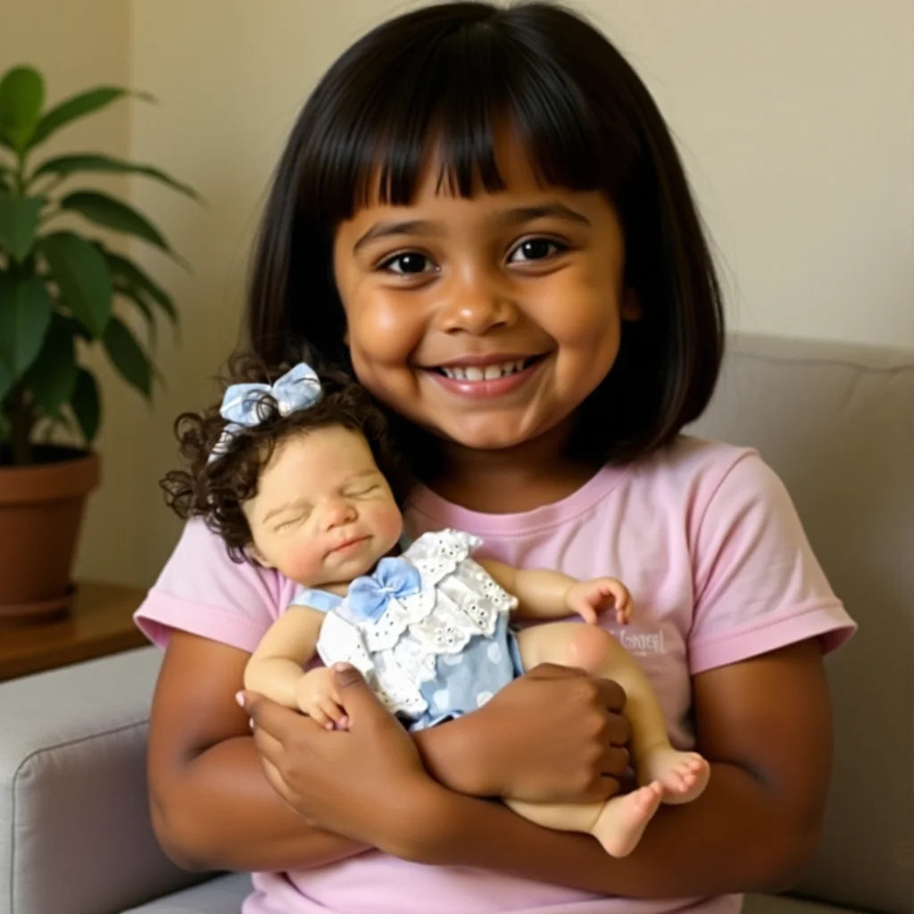 13″ Pascale Silicone Reborn Baby Girl – Curly Hair Open‑Mouth Doll