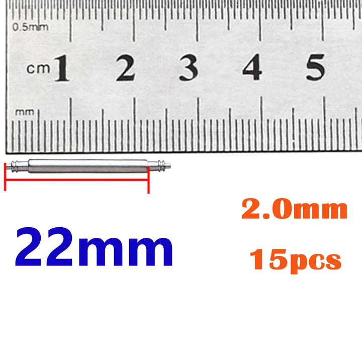 Stainless Steel Spring Bar Pins for Watch Bands (16–24mm, 2mm)