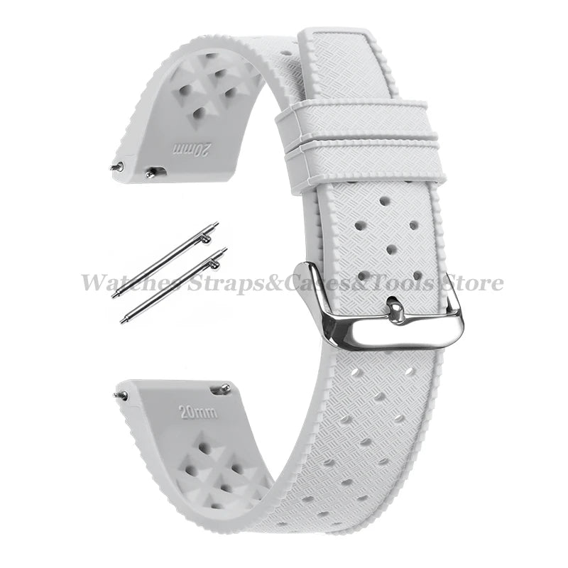 Tropical Silicone Watch Band Quick Release Strap 18mm 20mm 22mm for Oris for Seiko for Citizen Rubber Tropic Smart Watch Straps