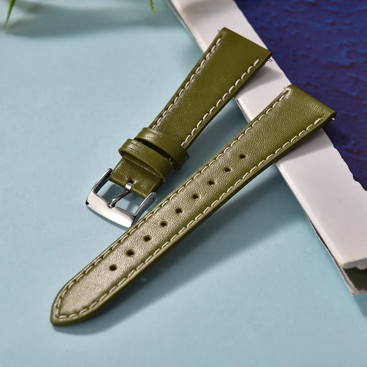 Ultra-Thin Quick Release Leather Watch Strap (20-22mm)