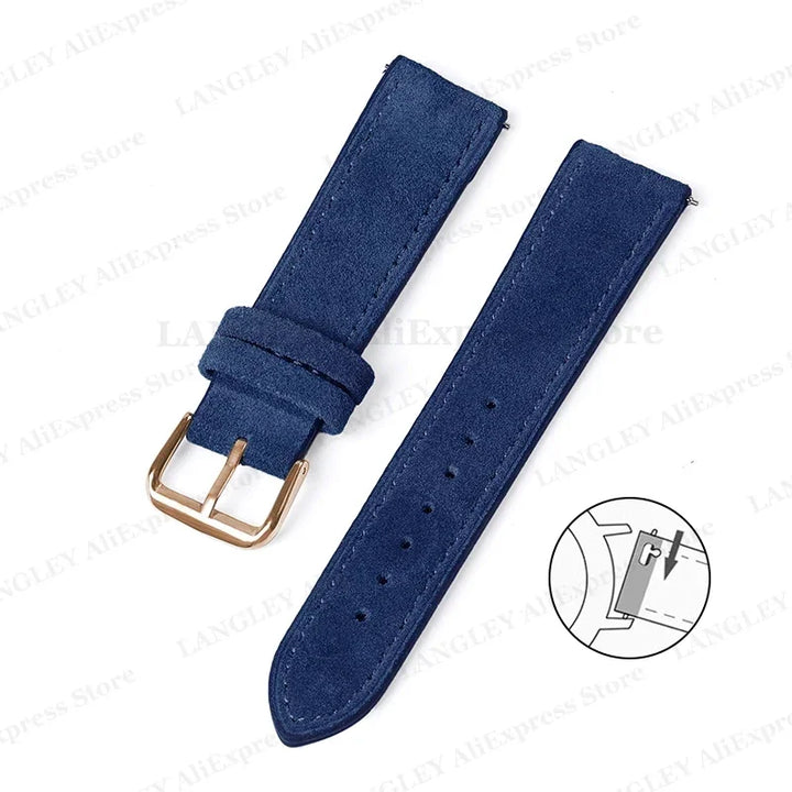 Vintage Suede Leather Watch Strap – 18/20/22mm, Quick Release