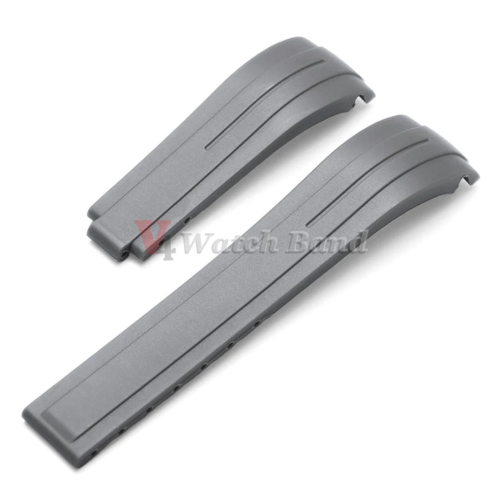 Curved End Rubber Watch Strap 20mm 21mm 22mm for Rolex for Water Ghost Waterproof Silicone Wrist Band Folding Buckle Bracelet