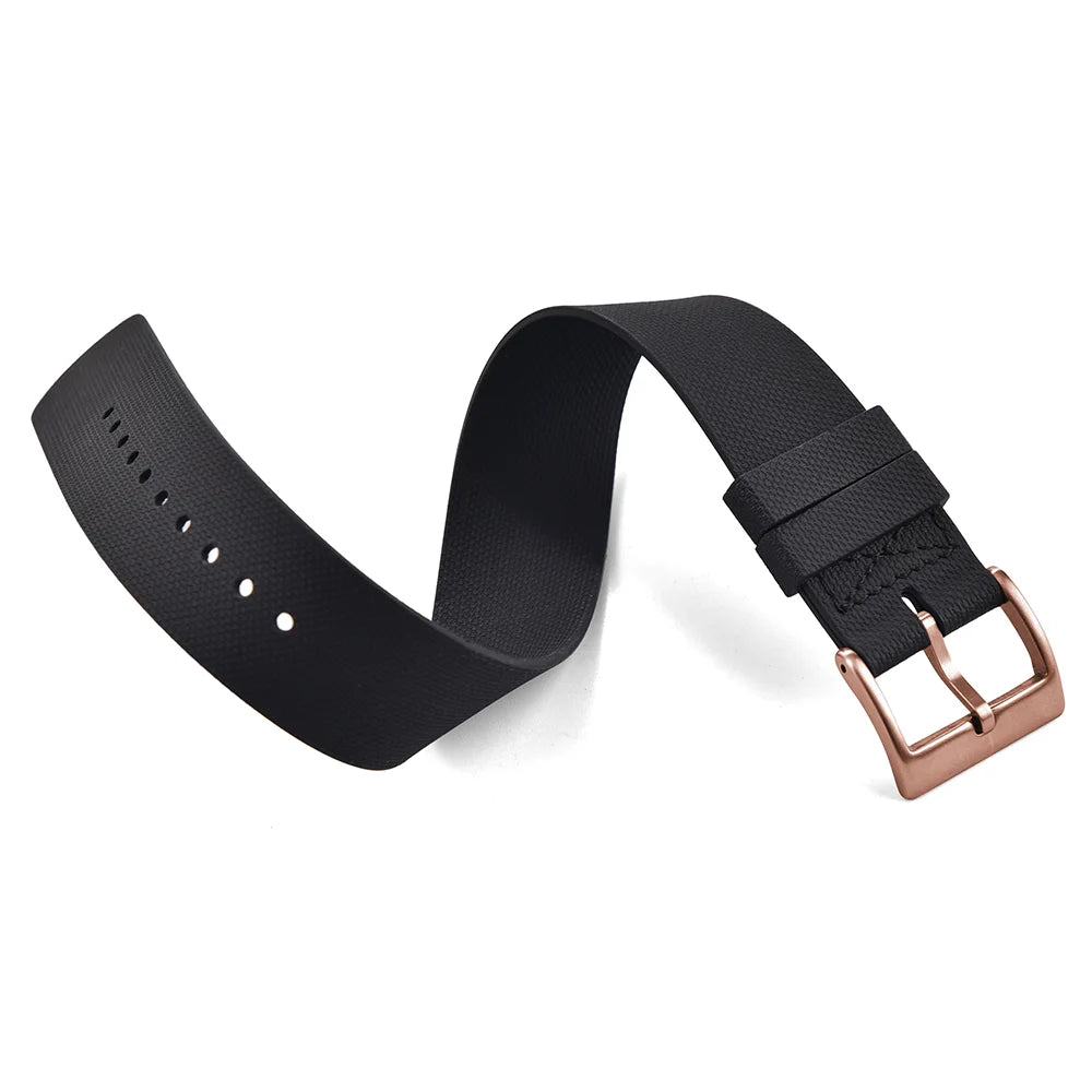 JUELONG Black FKM Fluoro Rubber Strap 20mm 21mm 22mm One Piece FKM Military Men Sport Watch Band For Diving Universal Bracelet