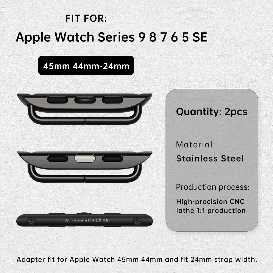 Top Quality, 2pcs Apple Watch Ultra Band Adapter, For 49mm 45mm 44mm 41mm Apple Watch Strap Stainless Steel Connector