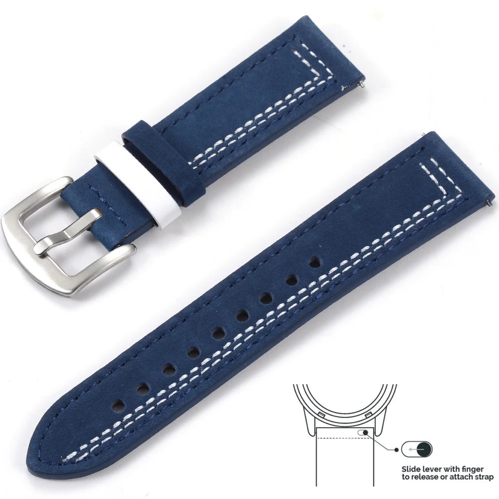 op Grain Genuine Leather Watch Band 20mm 22mm (Quick Release)