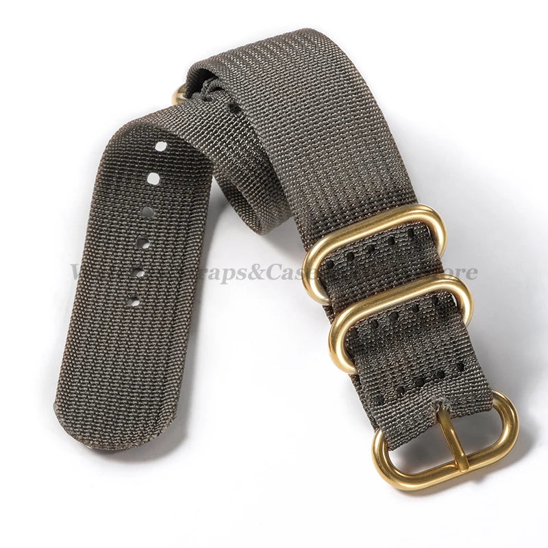 Sailcloth Nylon Watch Strap with Ring Buckle (18–24mm)