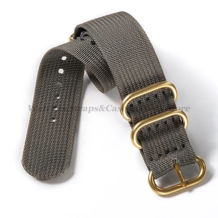 Sailcloth Nylon Watch Strap with Ring Buckle (18–24mm)