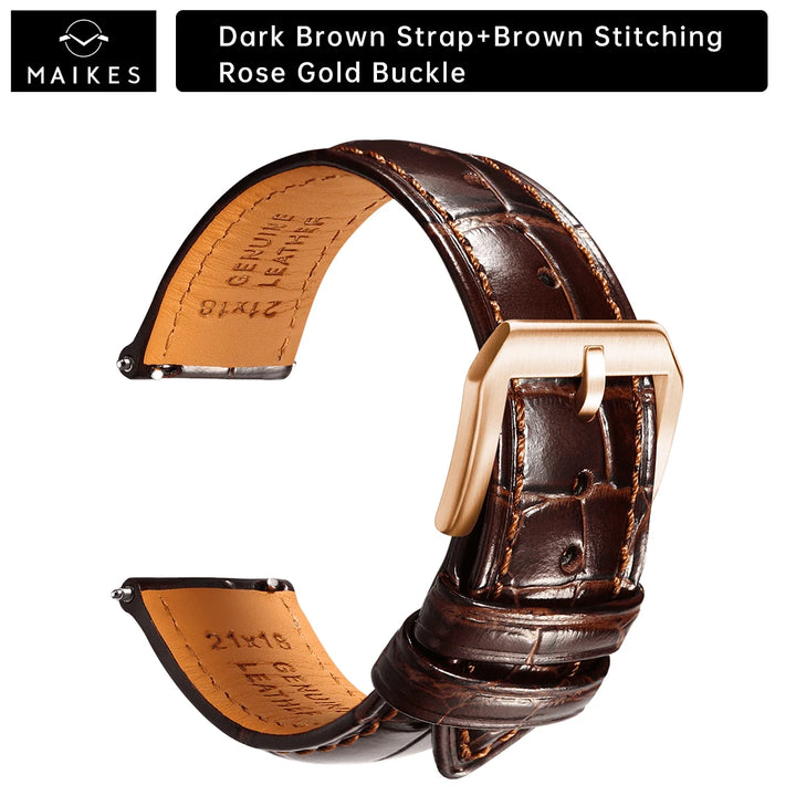 Maikes Top Quality Leather Watch Strap Accessories Butterfly Buckle For Chopard Breitling Omega Patek Philippe Watch Band