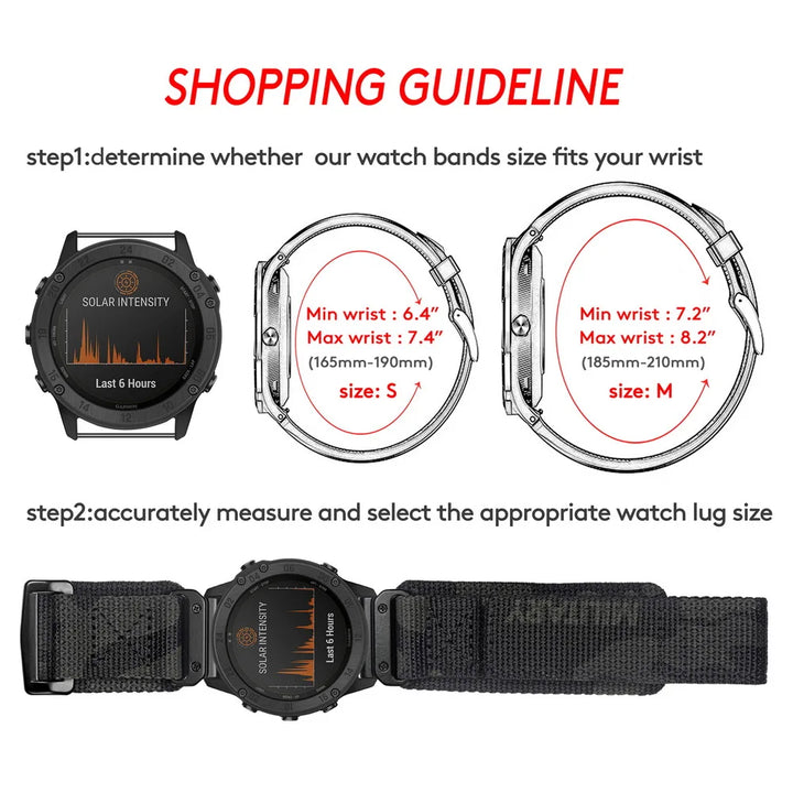 HEMSUT Nylon Military Quickfit Watch Strap – 20–26mm for Garmin
