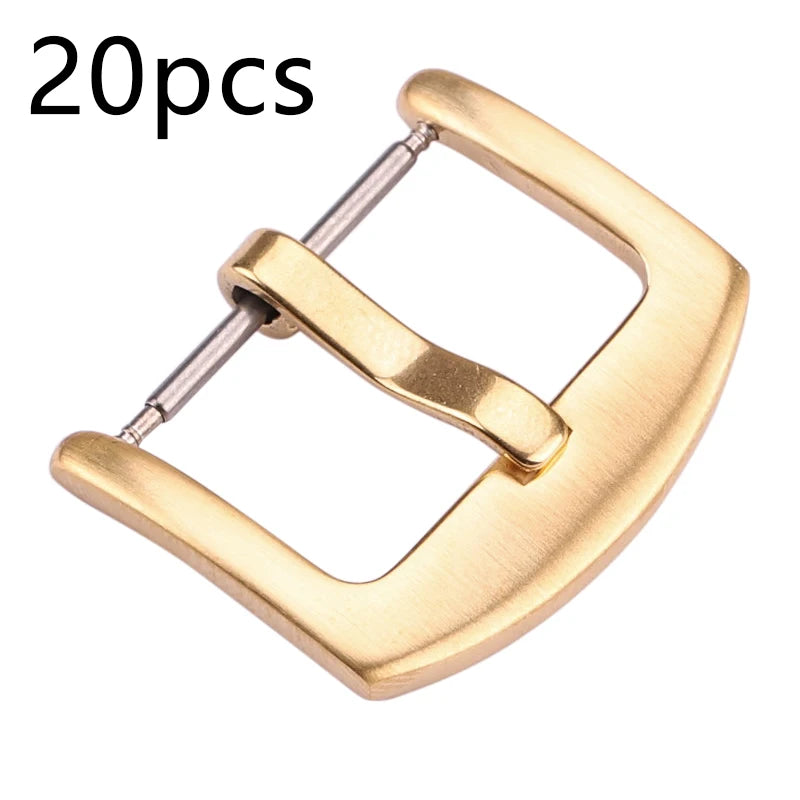 20pcs Metal Watch Buckles – Stainless Steel (18–24mm) Silver/Black/Gold