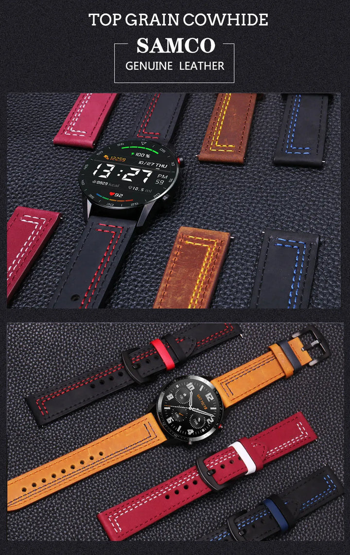 op Grain Genuine Leather Watch Band 20mm 22mm (Quick Release)