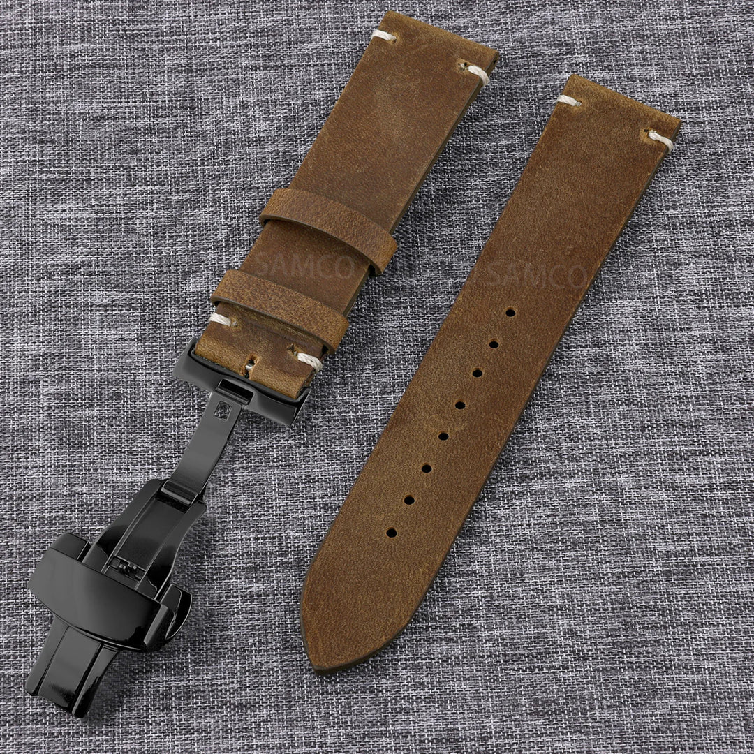 Vintage Top-Grain Leather Watch Strap (18–24mm)