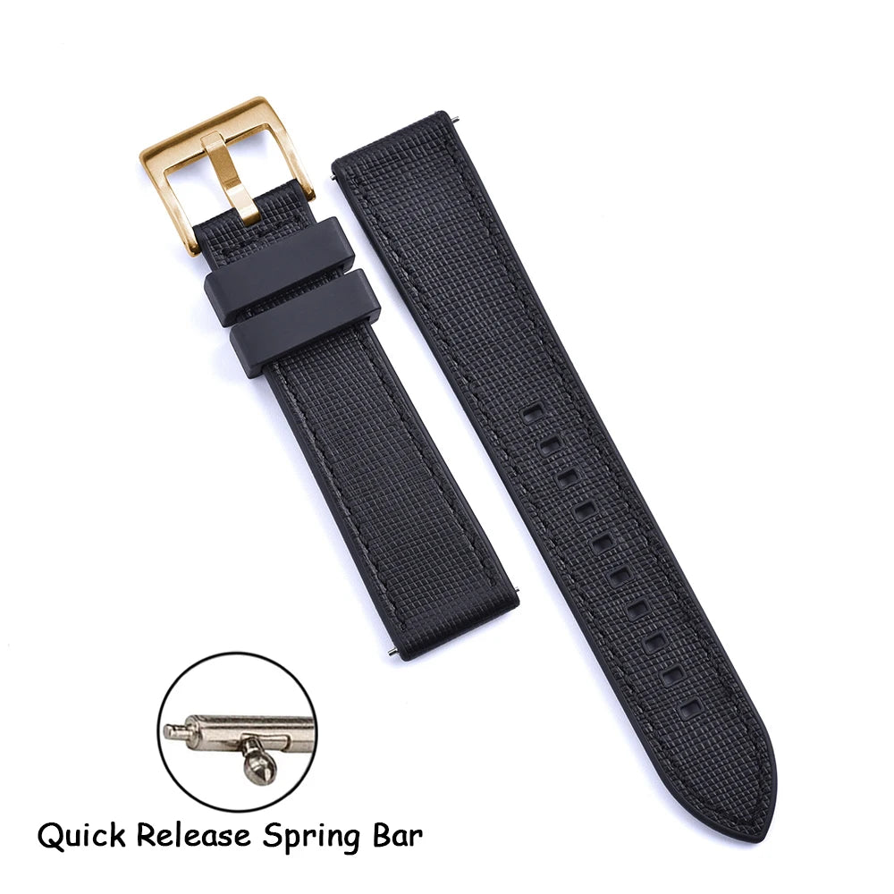 FKM Rubber Strap 20mm22mm Leather Qucik Release Watch Band Universal Women Men Watch Accessories for Omega Seiko Sports Bracelet