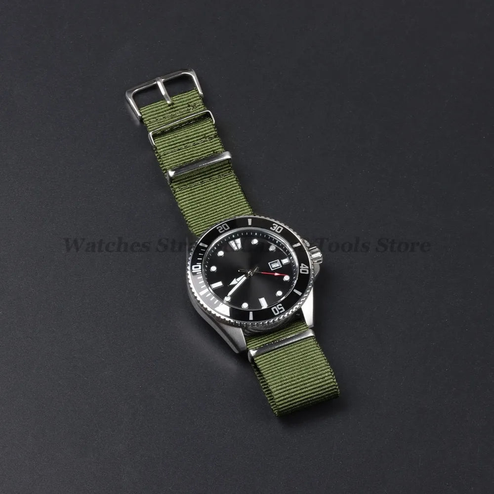 Nylon Army Sport Strap (18–22mm) – Black & Green