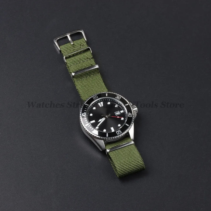 Nylon Army Sport Strap (18–22mm) – Black & Green