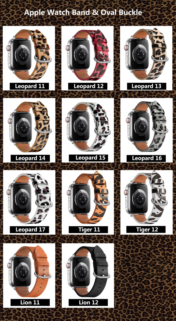 Leopard Leather Apple Watch Band for Women 38–49mm