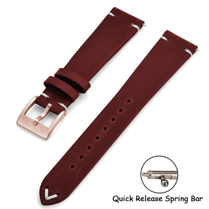 Crazy Horse Vintage Leather Quick-Release Watch Strap (18-22mm)