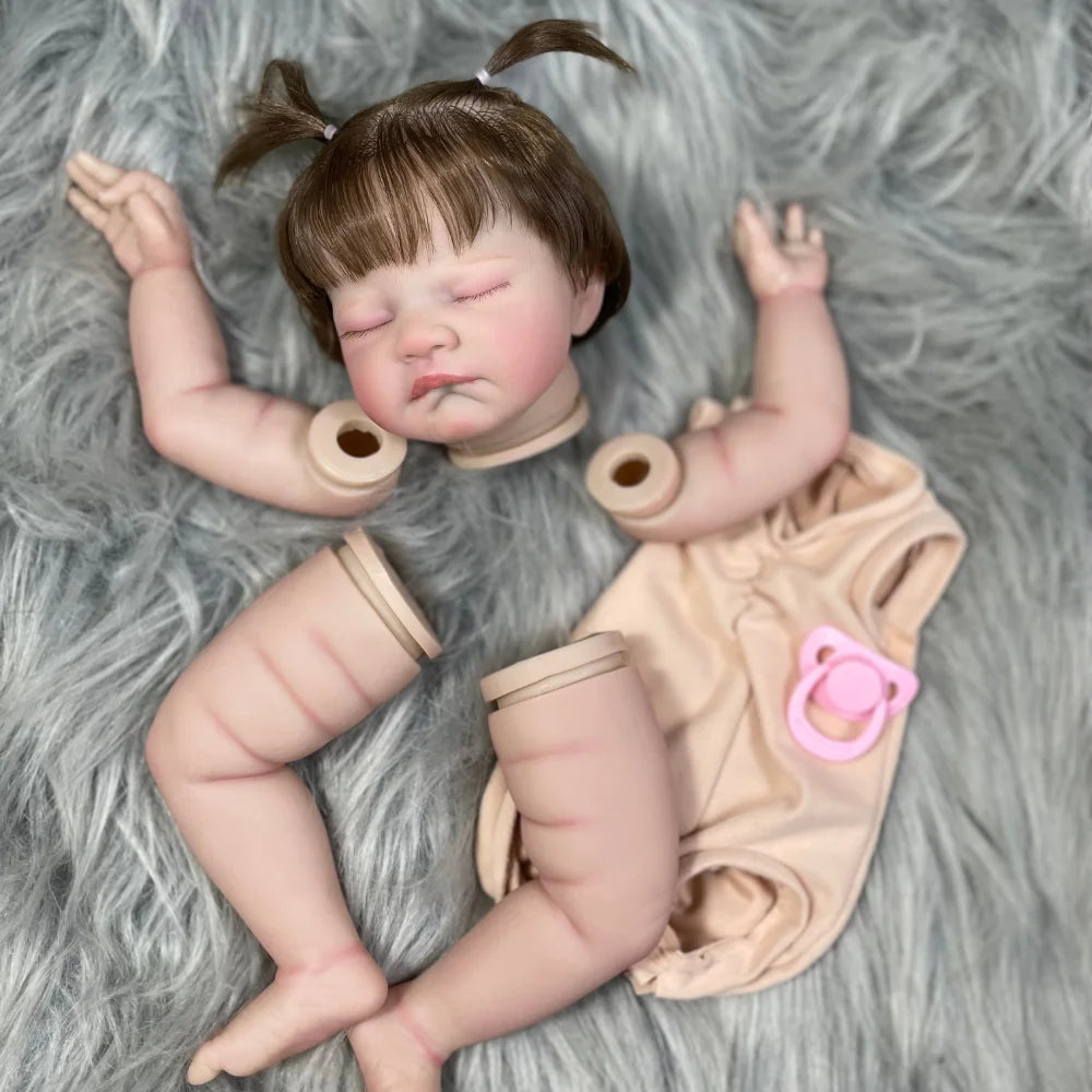 19″ Painted Vinyl Reborn Doll Kit “August” – Sleeping with Rooted Hair & 3D Skin