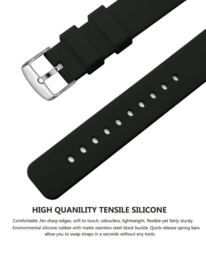 Soft Silicone Quick-Release Watch Band 14–24mm
