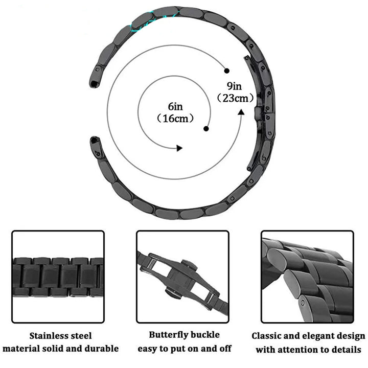 Curved End Universal Strap 12/13/14/15/16/17/18/19/20/21/22/23/24mm Solid Stainless Steel Watch Bands for Tissot Butterfly Clasp