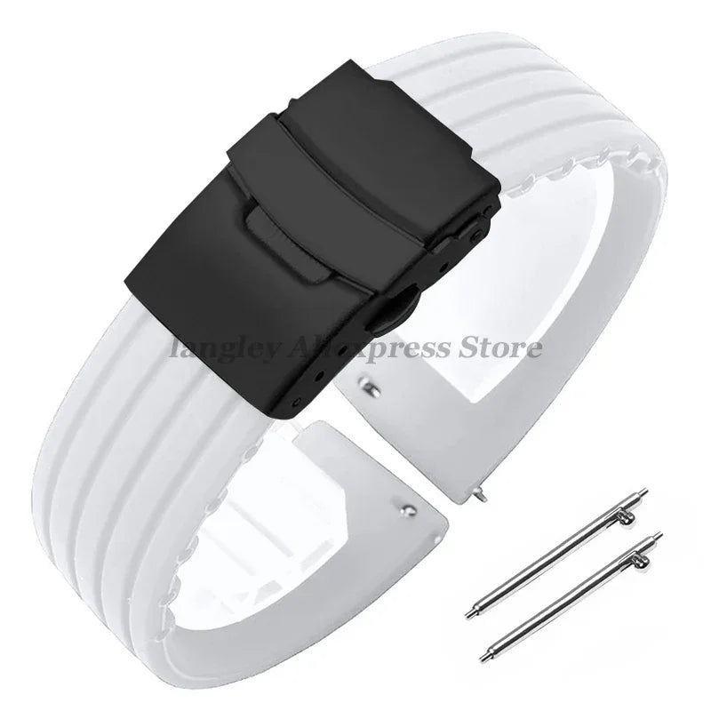18mm 20mm 22mm 24mm Quick Release Silicone Watchband for Huawei Watch GT4/GT3 46mm for Seiko for Omega for Fossil Rubber Straps