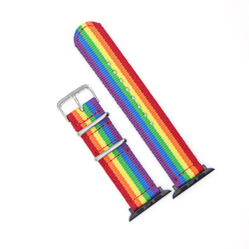 Nylon Watchband for iWatch 4 3 2 1 for Apple Watch Band 38mm 40mm Watch Strap 42mm 44mm Rainbow Wrist Bracelet