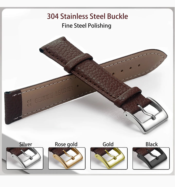 SAMCO Genuine Leather Watch Band 12–24mm (With Tool)