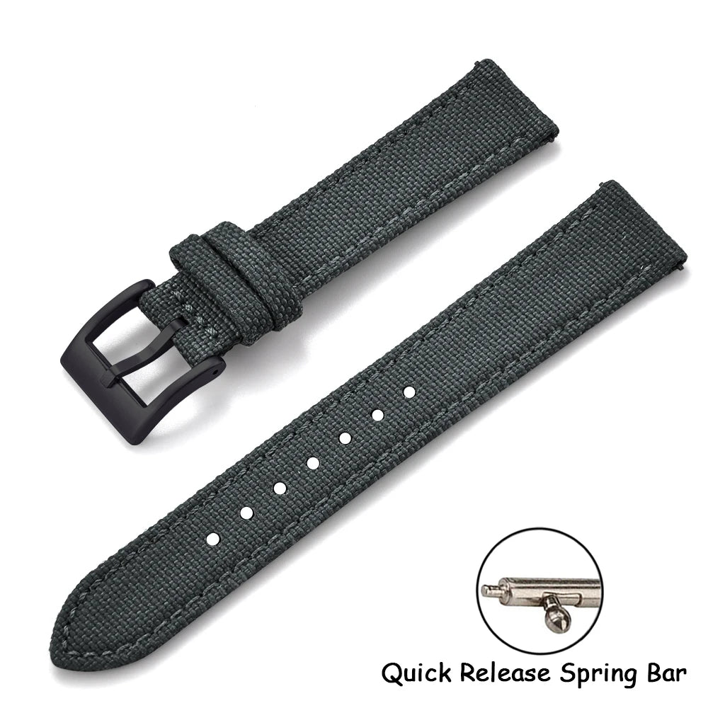Sailcloth Leather Watch Strap – 18-22mm Quick Release