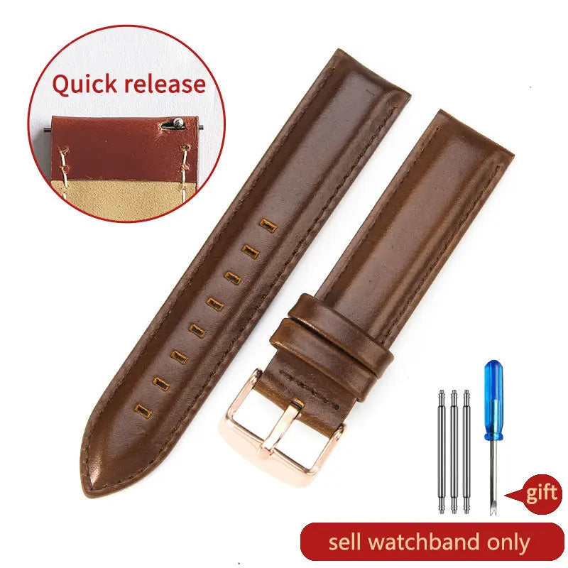 DW Classic Genuine Leather Watch Strap – 14–22mm, Waterproof & Soft
