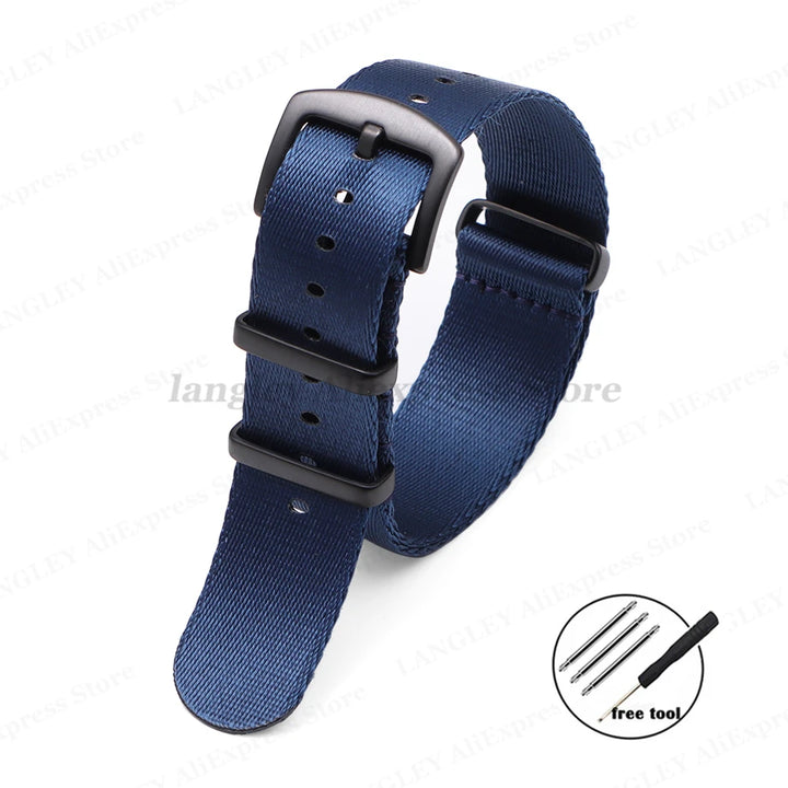 Premium Nylon Watch Strap 20/22mm (Black Buckle)