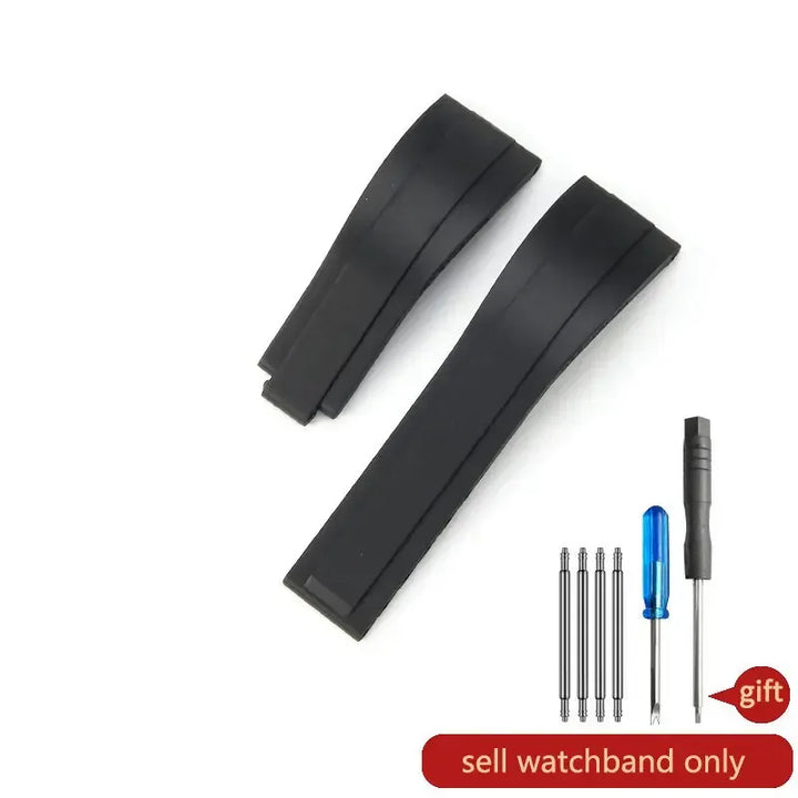Rubber Watch Strap with Stainless Steel Butterfly Buckle for Rolex