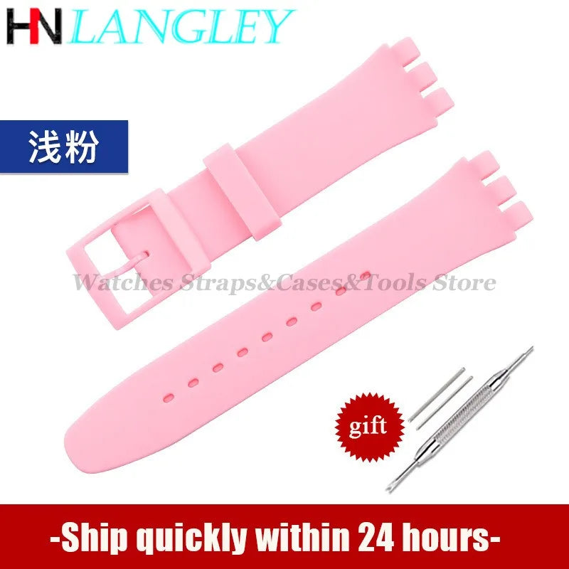 Soft Silicone Watch Strap – 16/17/19/20mm, Colorful Replacement with Tools