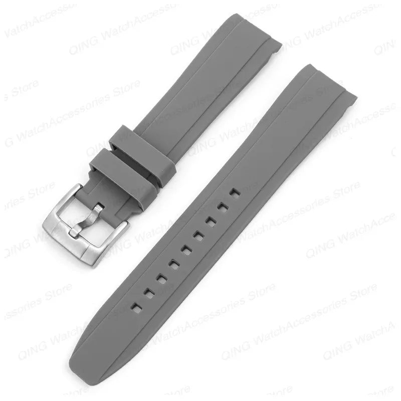 20mm 22mm Silicone Strap for Swatch Universal Curved End Arc Rubber Watch Band for Rolex Sport Waterproof Bracelet for Citizen