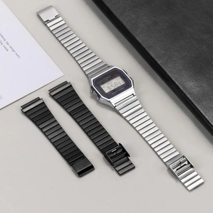 Stainless Steel Watch Strap for CASIO F-91W/A158 Series – 18/20mm Ultra-Thin