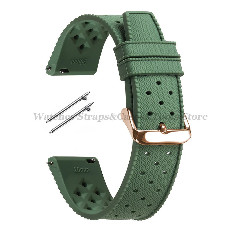 Tropical Silicone Watch Band Quick Release Strap 18mm 20mm 22mm for Oris for Seiko for Citizen Rubber Tropic Smart Watch Straps