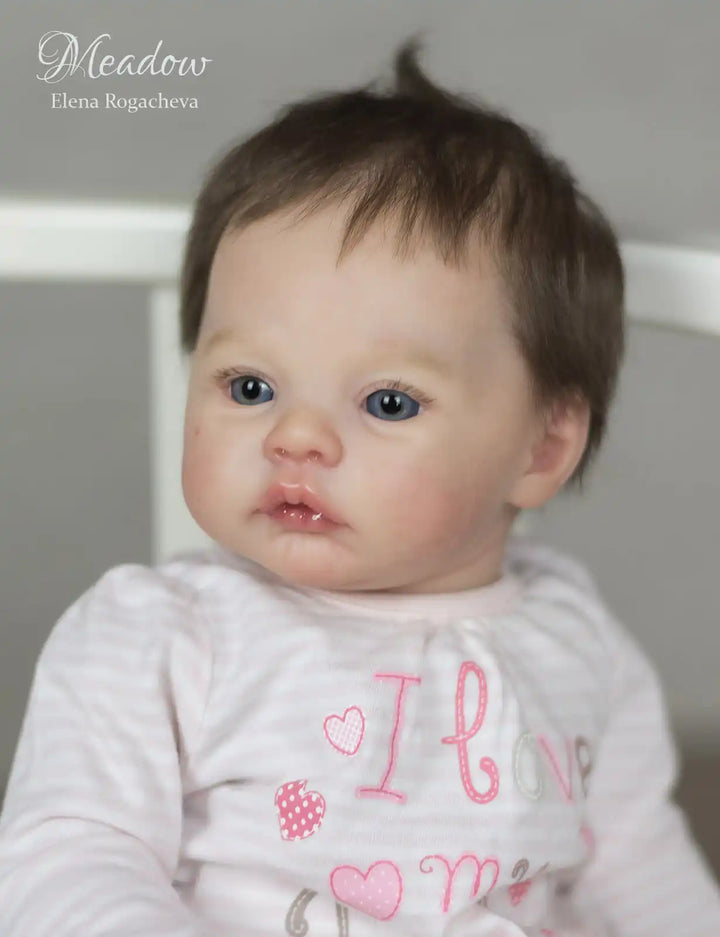 17″ Meadow Painted Reborn Doll Kit – 3D Skin, Rooted Hair & Cloth Body