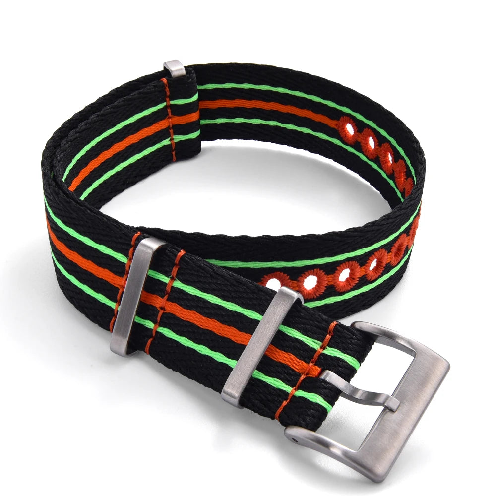 NATOBEL Embroidery Recycled Nylon Sailcloth Strap 20mm 22mm Luminous Recycled Nylon Watchband For Scuba Fifty Series Watches