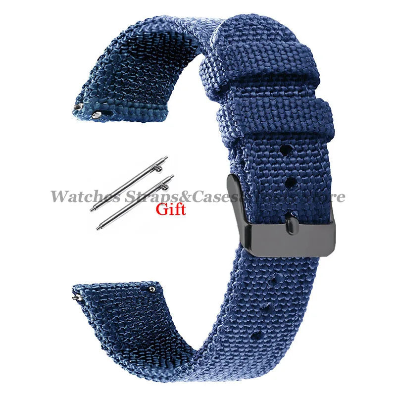 18mm 20mm 22mm 24mm Nylon Canvas Watchband Woven Soft Universal Bracelet for Seiko for Huawei Watch Men Women Quick Release Band