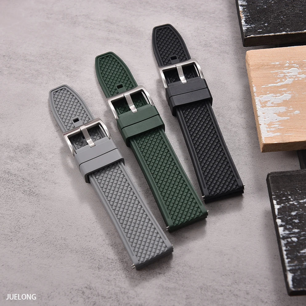 HAISCH Bullet-Shaped FKM Rubber Watch Strap – 18-24mm, Quick Release, Waterproof